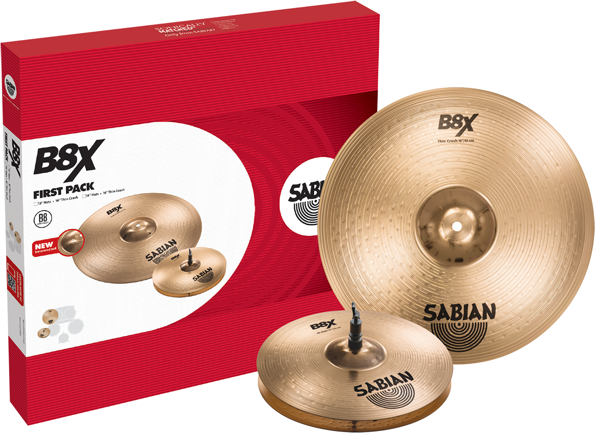 Sabian B8x First Pack W/ 13" Hi Hat Cymbals, 16" Crash - Sabian B8x 2 Pack (1200x864), Png Download