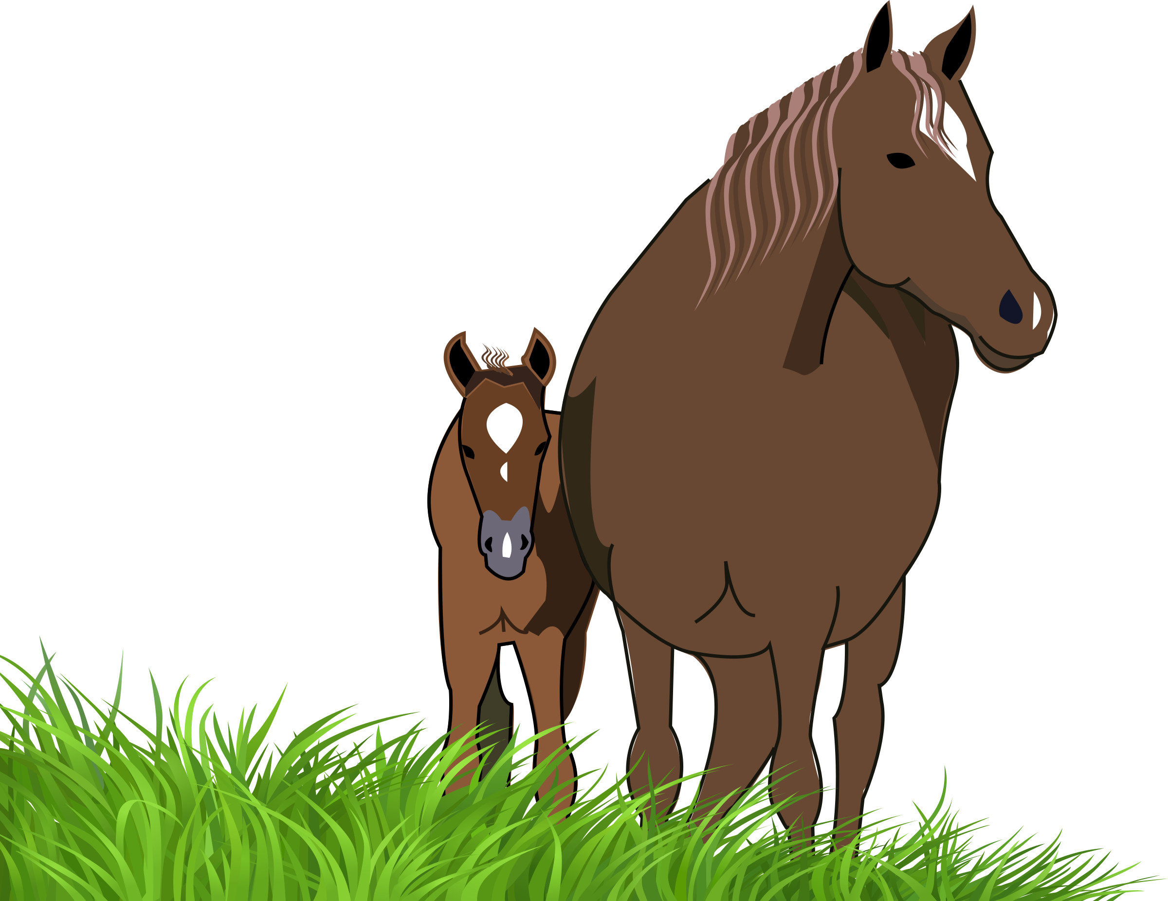 Jument Et Son Poulain Movie Clipart Free Race Horse - Horse And Foal Clipart (2400x1851), Png Download