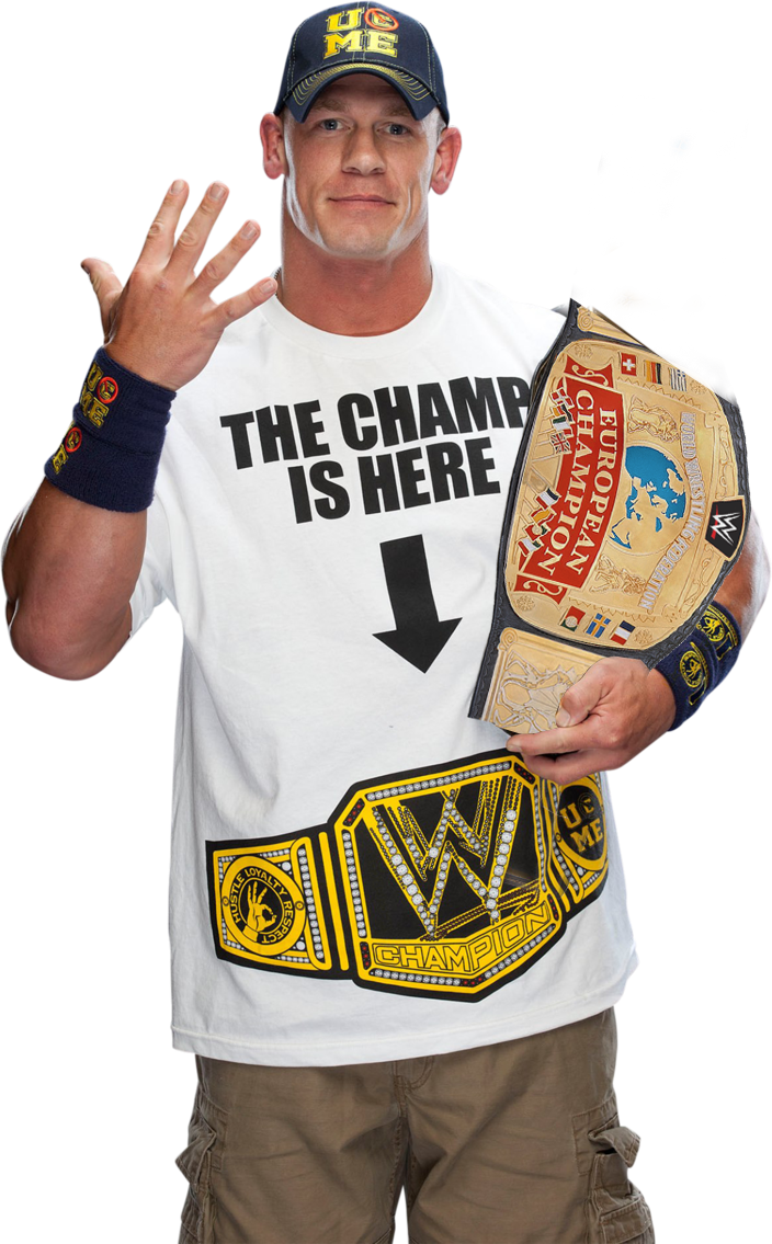 John Cena European Championship - John Cena With Championship (704x1135), Png Download