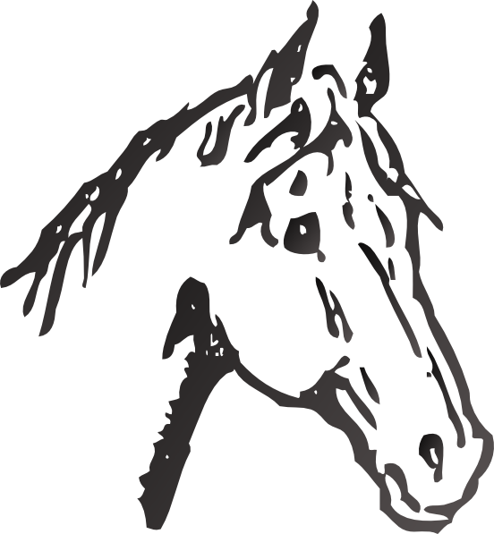 This Free Clip Arts Design Of Horse Png - Horses Head Black And White (552x597), Png Download