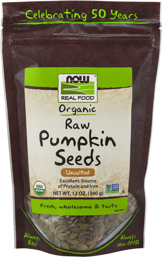 Pumpkin Seeds, Raw Organic - Now Foods Organic Pumpkin Seeds, 12 Ounce (565x880), Png Download