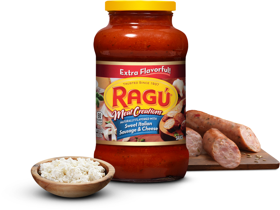 Sweet Italian Sausage & Cheese Sauce - Ragu Robusto! Pasta Sauce, Sweet Italian Sausage (1000x800), Png Download
