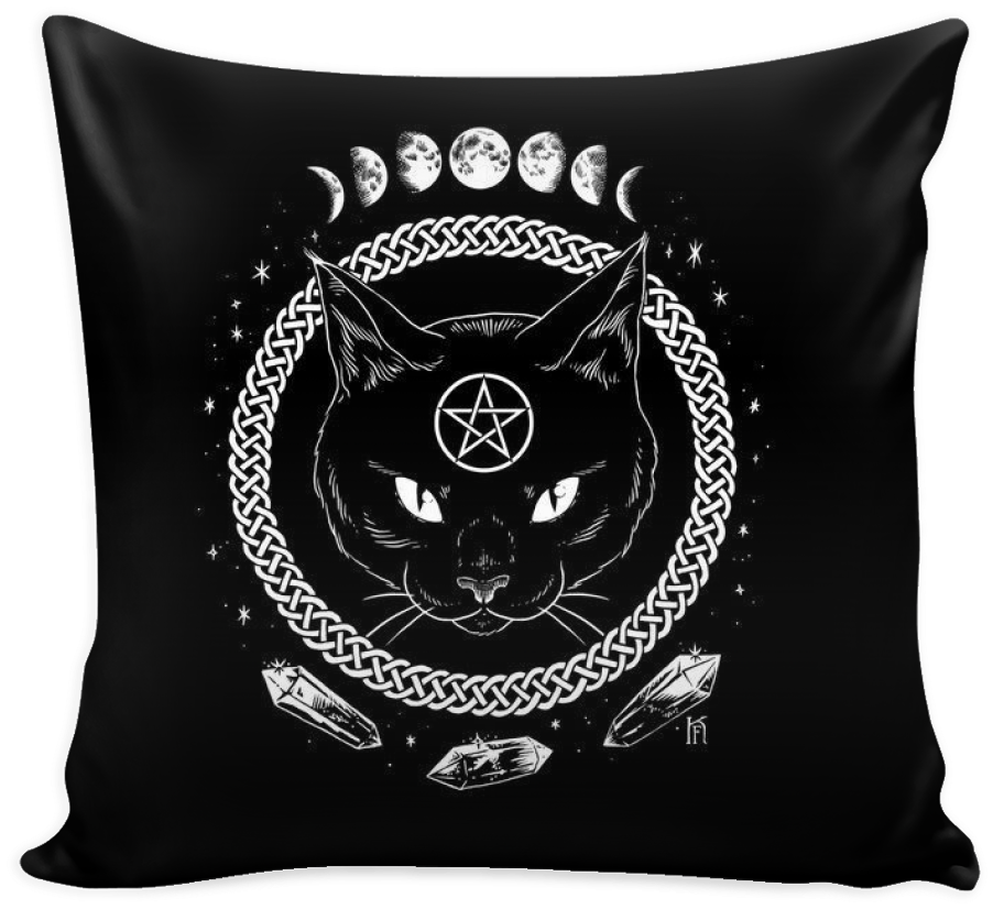 Wiccan Pillow Cover - Cabochon Glass Necklace Silver Fashion Pendant(black (1024x1024), Png Download