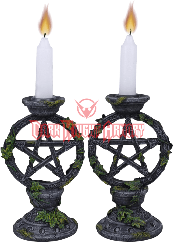 Wiccan Pentagram Candleholder Set - Pacific Trading Wiccan Pentagram Candleholder Set (840x840), Png Download