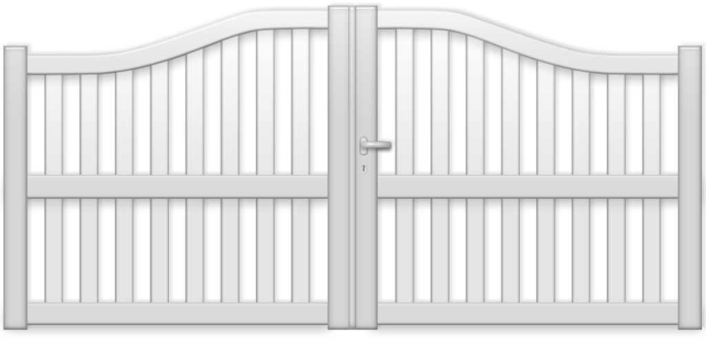 Double Curved Top Aluminium Gate Design - Design (1024x494), Png Download