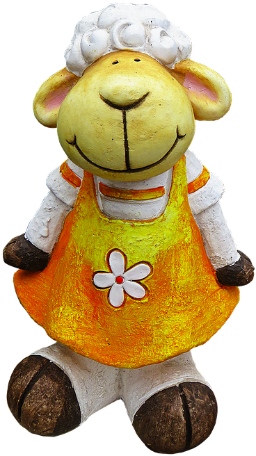 Sheep, Figure, Ceramic, Sculpture, Garden Decoration - Sculpture (452x720), Png Download