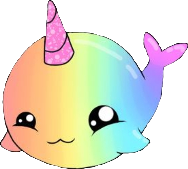 Hawaii Cute Whale Uniwhale Unicorn Rainbow Cutewhale - Cute Kawaii (621x556), Png Download
