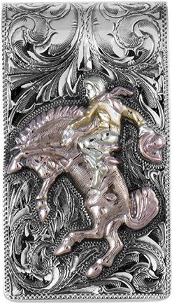 All Silver Large Wad Clip With A 3 Color Gold Bucking - Carving (309x486), Png Download