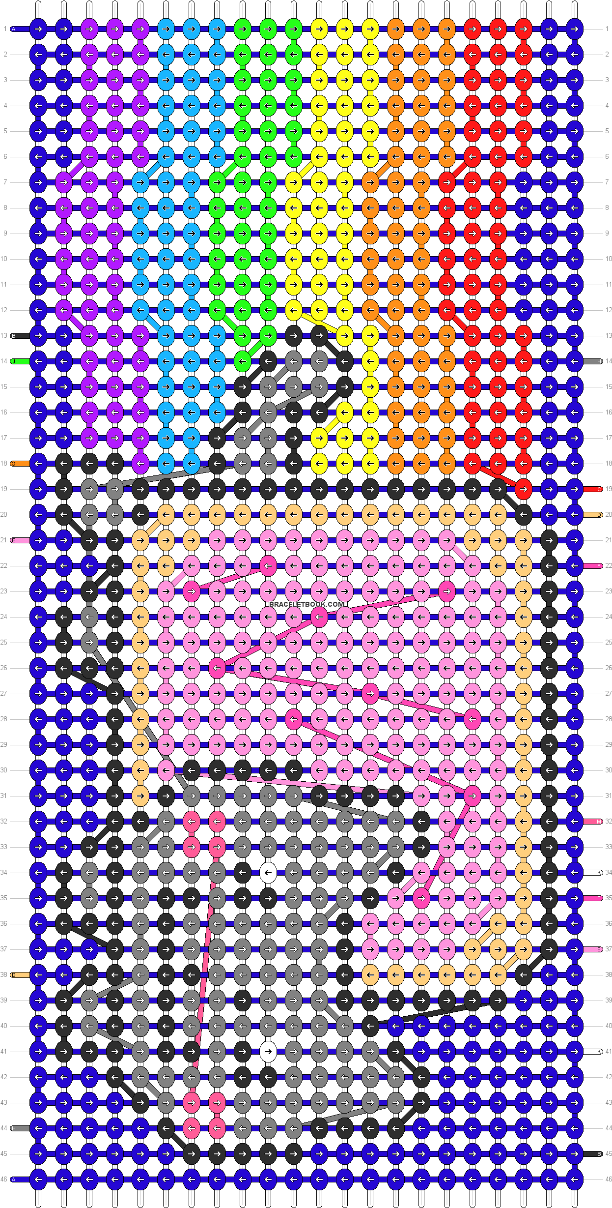 Alpha Pattern - Friendship Bracelet Patterns Cat (1260x2464), Png Download