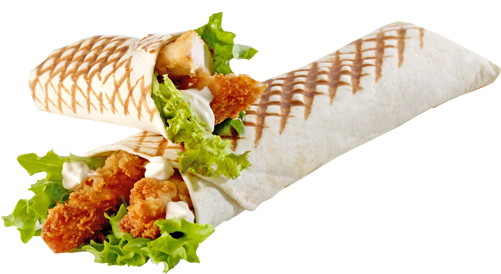 Chicken Wrap - Wrap Roti (500x298), Png Download