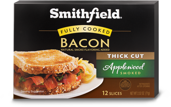 Fully Cooked Applewood Smoked Thick Cut Bacon - Fully Cooked Bacon Product (620x450), Png Download