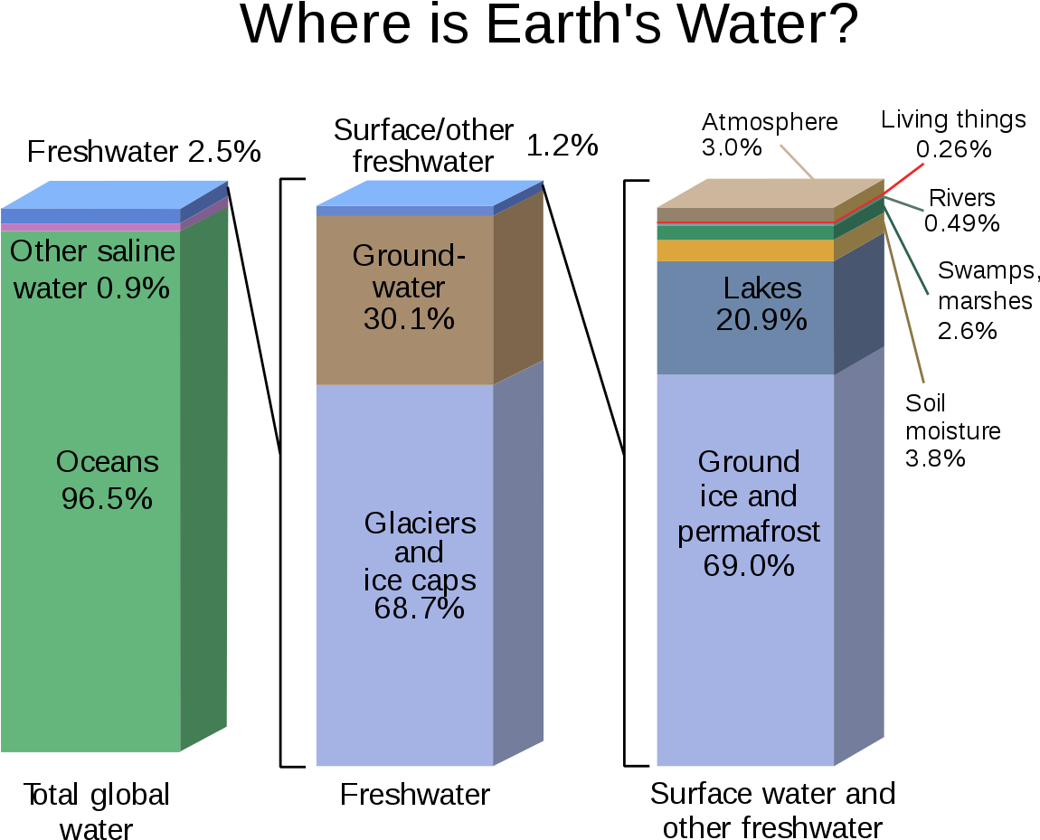Distribución Del Agua De La Tierra (1200x977), Png Download