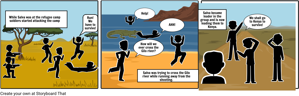 A Long Walk To Water - Long Walk To Water Storyboard Salva (1164x385), Png Download