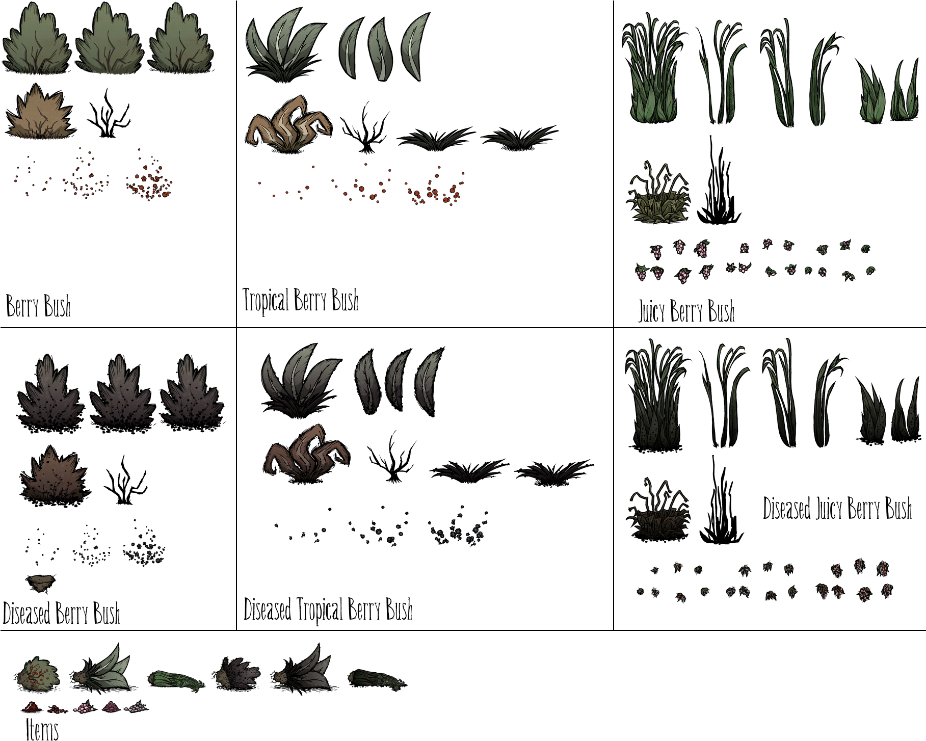 Click For Full Sized Image Berry Bushes - Don T Starve Environment Sprites (1816x1470), Png Download