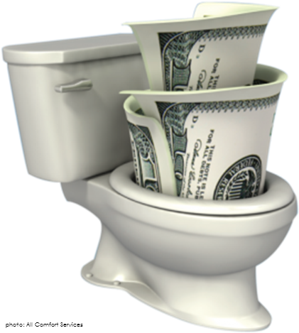 Running Toilet = Very Large Water Bill - Flush Money Down The Toilet (430x468), Png Download
