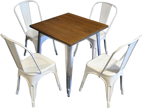 Tolix Chair Setting - Tolix Chair With Table (500x500), Png Download