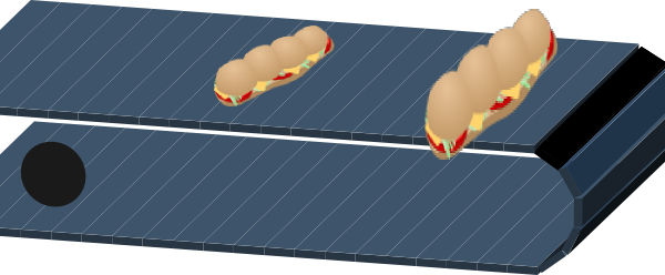 Belt With Subs2 - Conveyor Belt Clipart Gif (600x248), Png Download