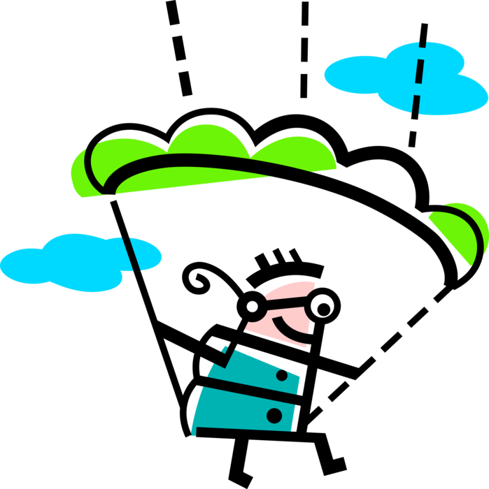 Vector Illustration Of Parasailing Paragliding Parachutist - Clip Art (699x700), Png Download