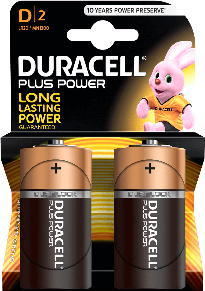 Plus Power D Batteries - Duracell 'd' Alkaline Duracell Battery (1000x1000), Png Download