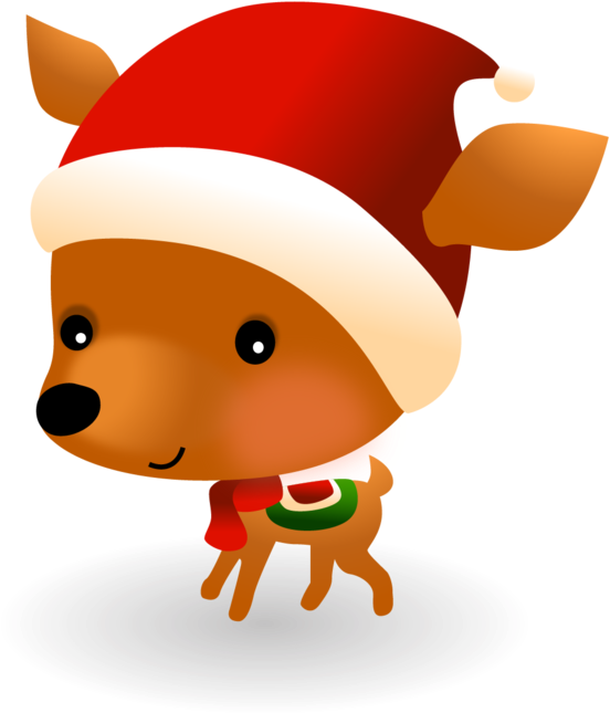 Baby Reindeer With A Santa Hat - Christmas Day (605x700), Png Download