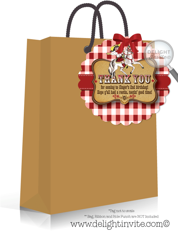 Vintage 1950's Cowgirl Birthday Favor Tag [di-278ft] - Minnie Mouse (613x822), Png Download