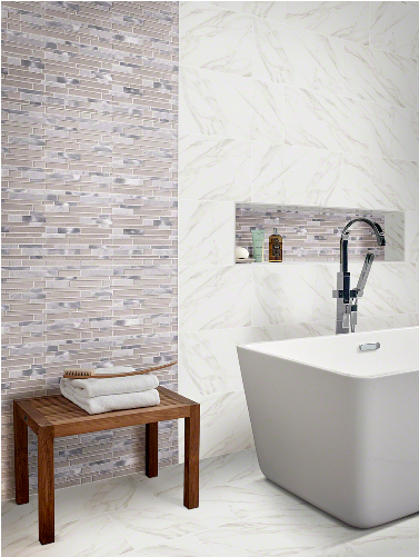 Mo610 White Wave Ip 4mm - 2018 Bathroom Tile Trends (769x500), Png Download