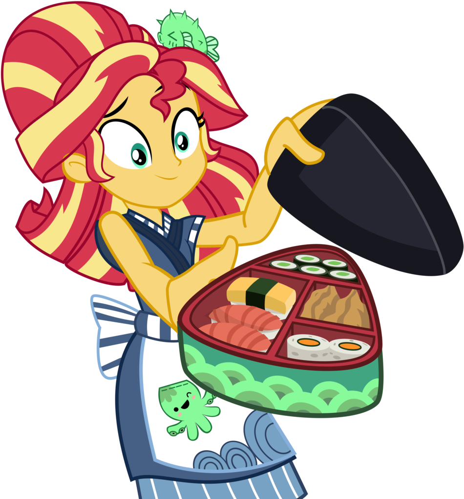 Keronianniroro, Bento, Clothes, Equestria Girls, Female, - Sunset Shimmer Sushi Vector (1095x1024), Png Download