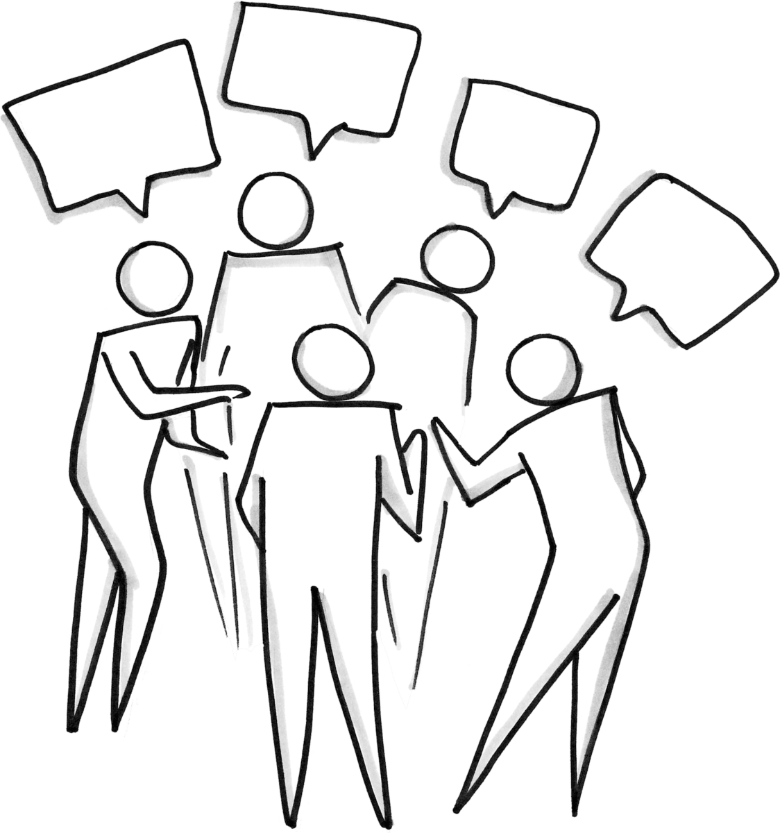 People In A Group Talking - Cartoon (1124x1200), Png Download