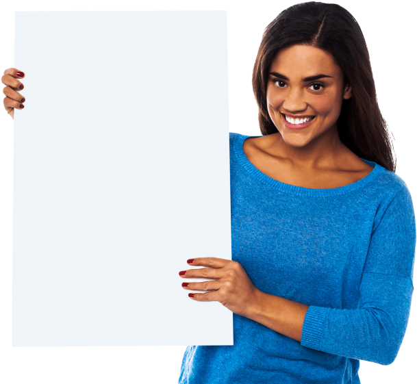 Free Png Girl Holding Banner Png Images Transparent - Girl Holding Png (850x566), Png Download
