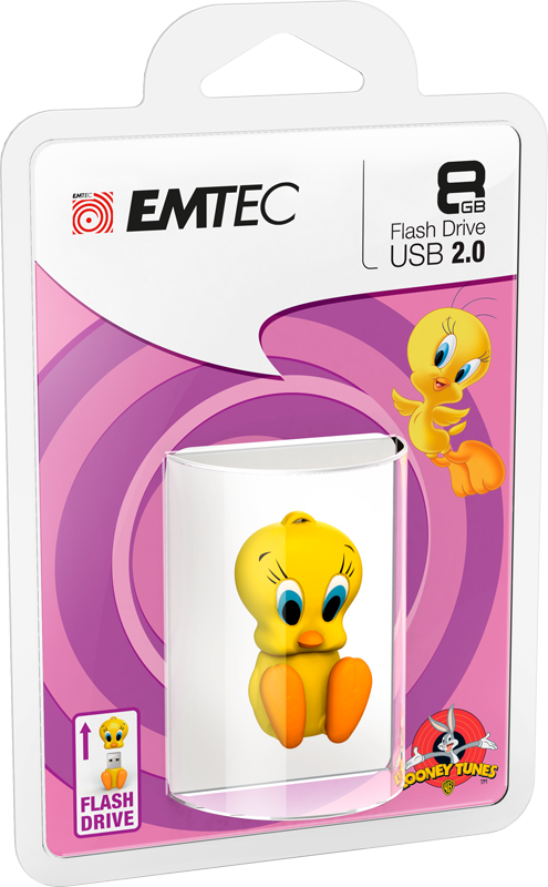 Tweety & Sylvester, Tweety Cardboard 8gb - Emtec Looney Tunes Episode 1 L100 Tweety Usb Flash (495x800), Png Download