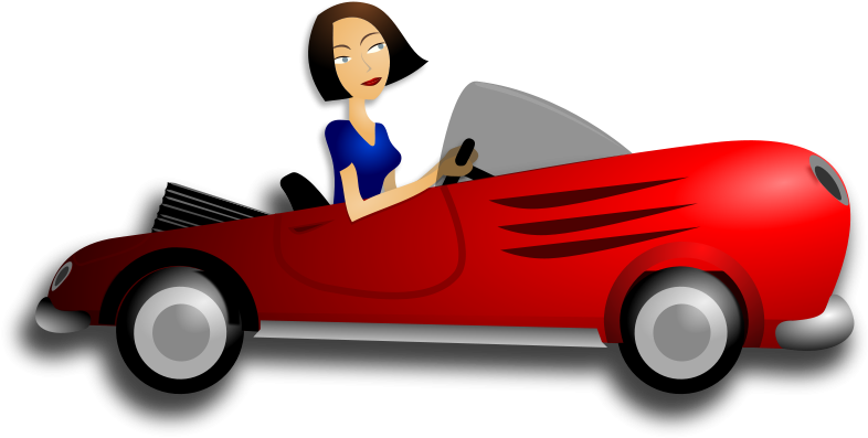 Bmw Car Clipart At Getdrawings - Woman Driving Car Cartoon (800x401), Png Download