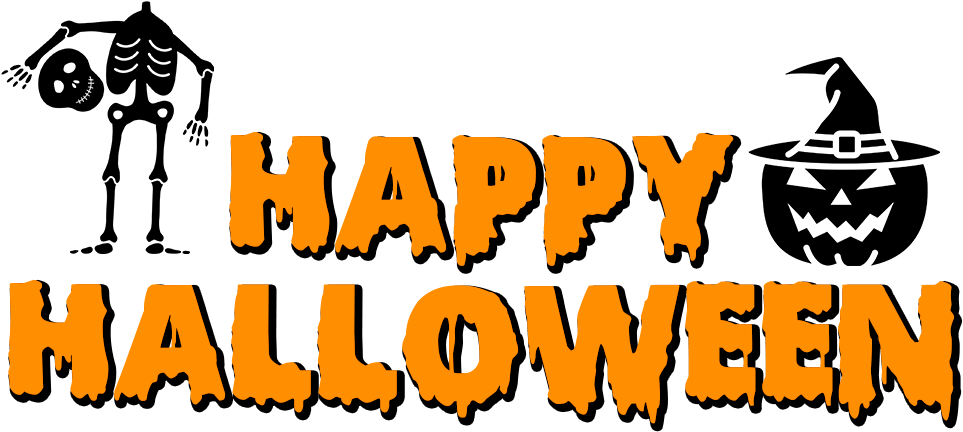 Happy Halloween Skeleton And Pumpkin With Witch Hat - Halloween (1000x1000), Png Download
