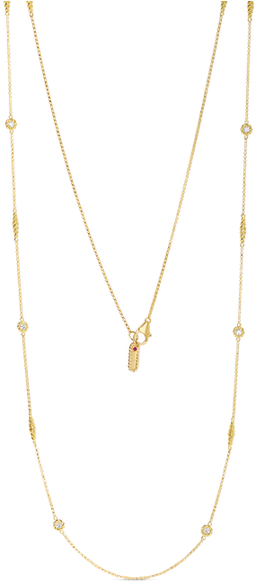 Roberto Coin Necklace With Alternating Diamond Stations - Necklace (800x800), Png Download