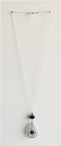 Violet Crystal Tear Drop Necklace - Tear Drop Necklace (400x599), Png Download