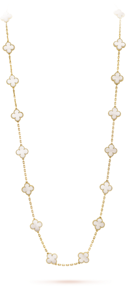 Vintage Alhambra Long Necklace, 20 Motifs - Van Cleef White Necklace (1024x1024), Png Download
