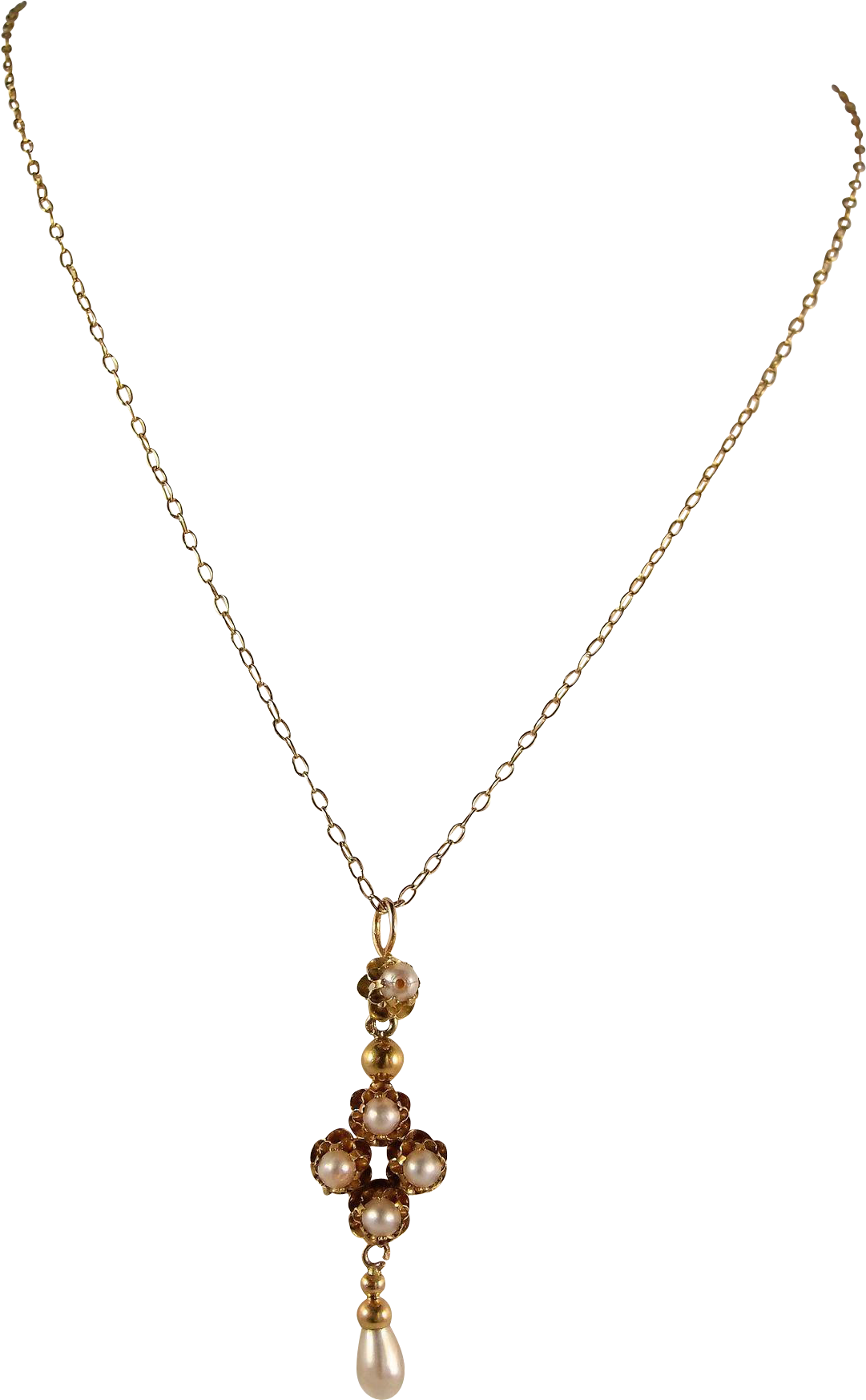 Art Nouveau French Necklace Stamped Solid Gold With - Tahiti (1746x1746), Png Download