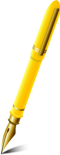 Fountain Pen Yellow - Cartoon Picture Of Pencil (231x600), Png Download