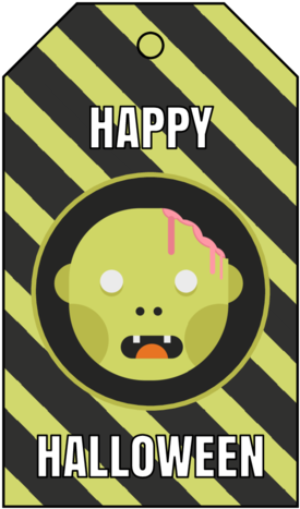 "happy Halloween" Zombie Gift Tags - Poster (308x500), Png Download