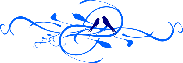 Love Birds On A Branch Clip Art - Love Birds Clipart Blue (600x207), Png Download
