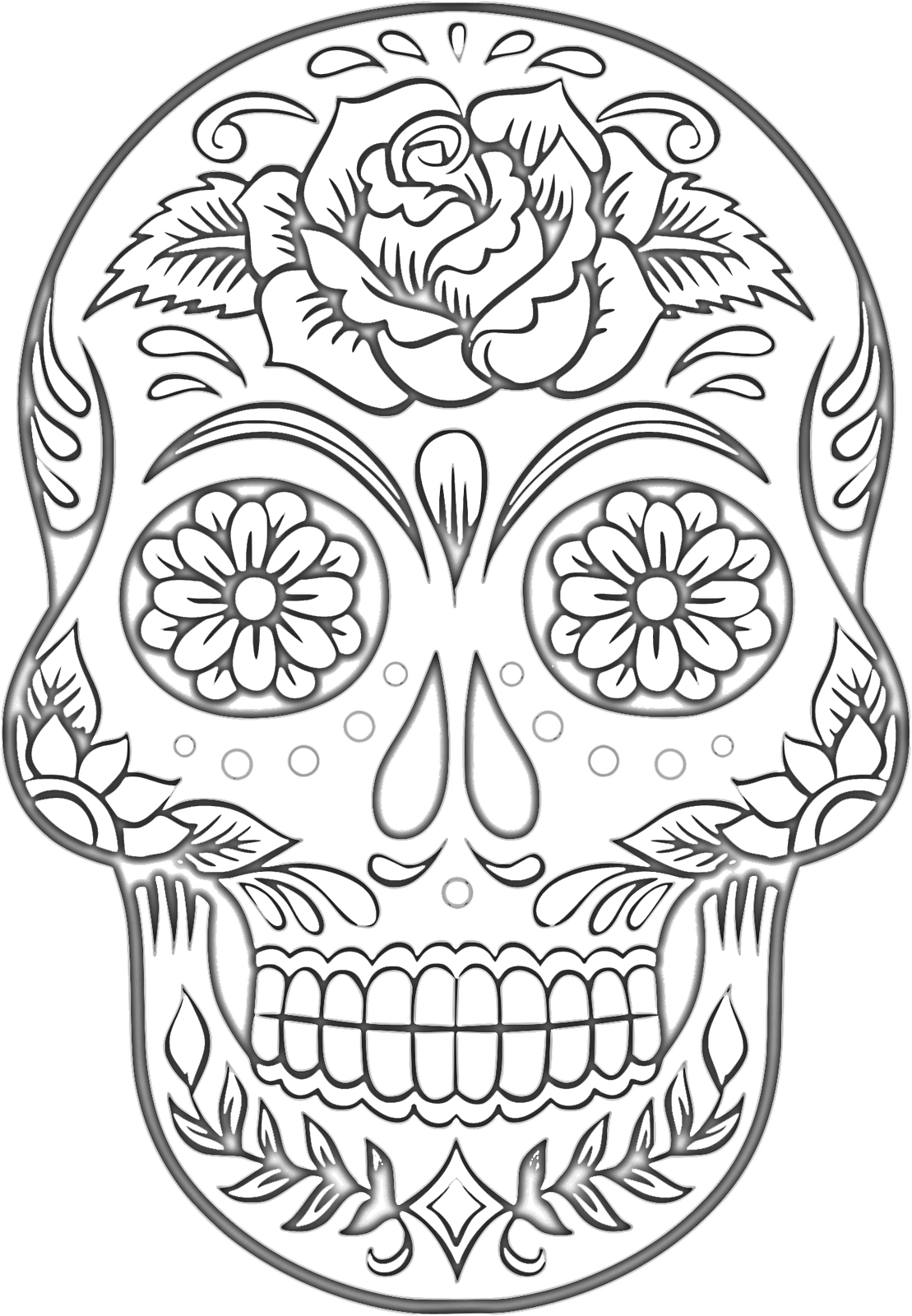 Free Sugar Skull Coloring Page - Dibujos De Dia De Muertos Para Colorear (1109x1600), Png Download