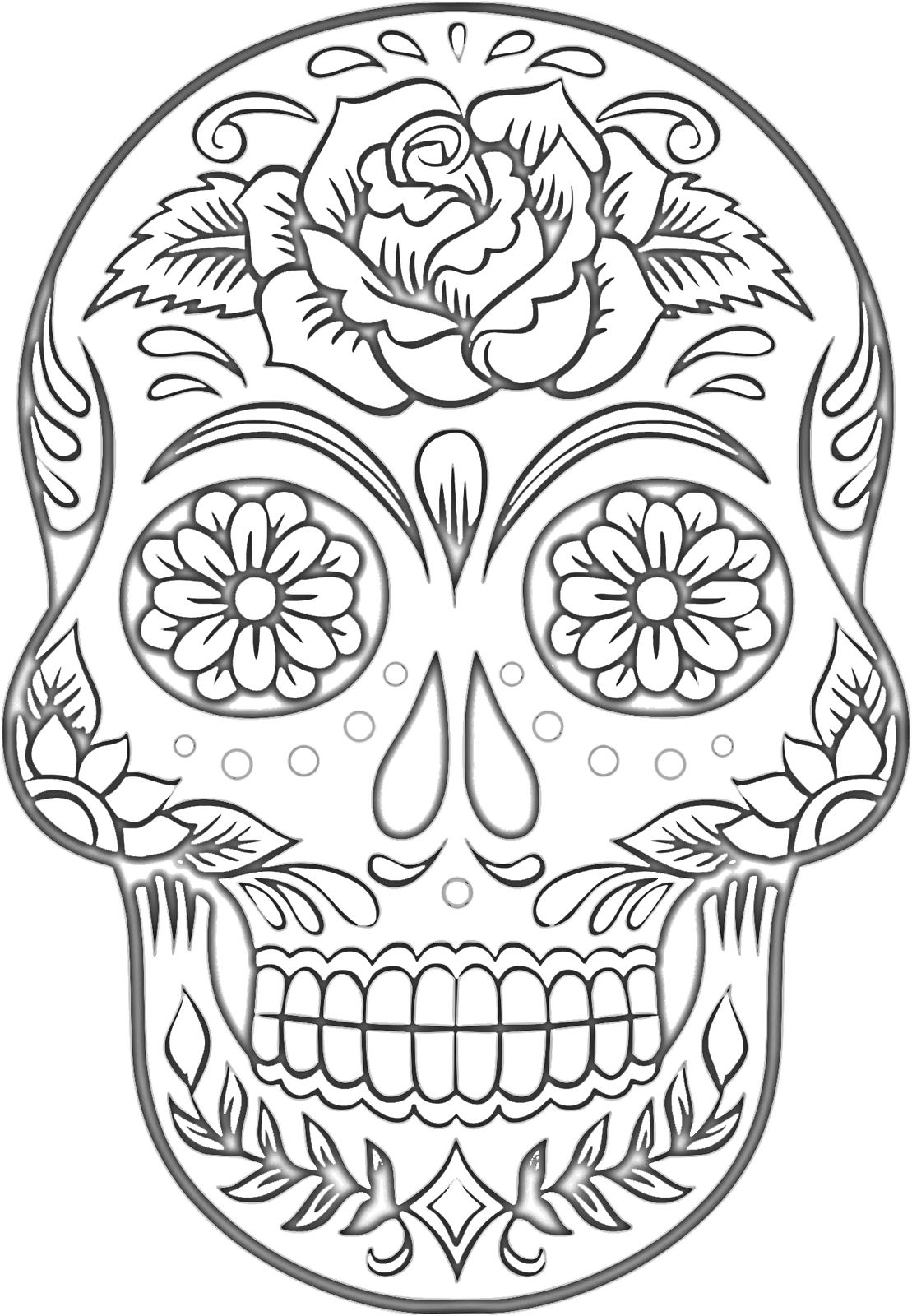 Free Sugar Skull Coloring Page - Dibujos De Dia De Muertos Para