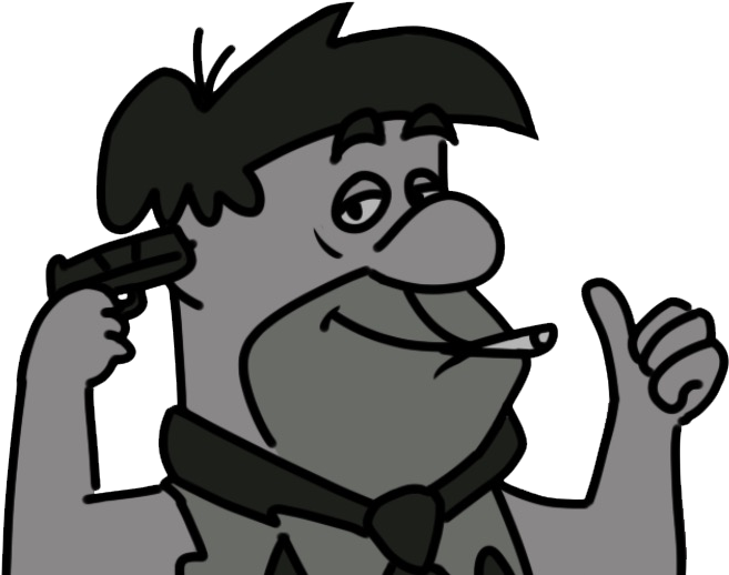 Fred Flintstone Gun To Head - Cartoon (688x562), Png Download