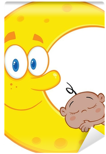 Cute African American Baby Boy Sleeps On The Smiling - Moon (400x400), Png Download