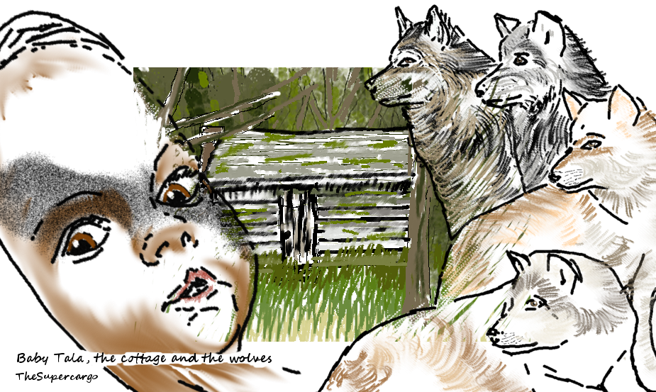 Baby Tala, The Cottage And The Wolves - Cartoon (925x553), Png Download