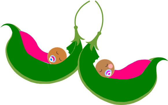 Pea Clipart Twins Baby Shower - Two Peas In A Pod Twin Girls (600x361), Png Download