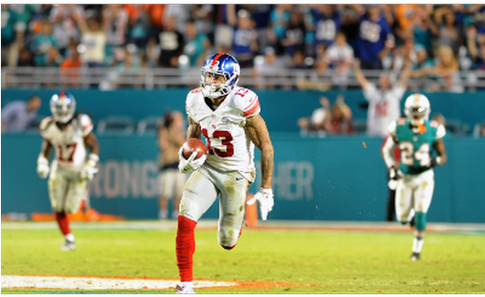 Ny Giants Odell Beckham Jr - Odell At Miami Dolphins (532x399), Png Download