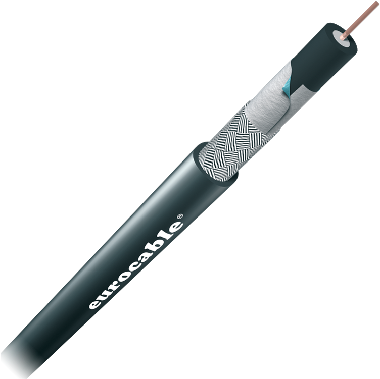 Eurocable Double Shielded Digital Video Cable Lkrg6ds - Black Audio / Mic Cable - 1m (1000x1000), Png Download