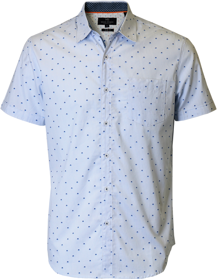 Blue Pinstripe Short Sleeve Shirt - Active Shirt (800x975), Png Download