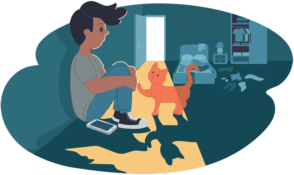 Sad Boy Sitting With Orange Cat - Im Thinking Of Suicide (1000x596), Png Download