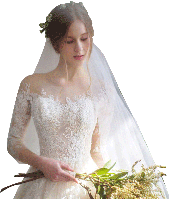 Zhen Ya Shang Plus Fat Xl Wedding Dress 200 {1/2 Kilogram} - Vestido De Noiva Com Manga De Renda (800x800), Png Download